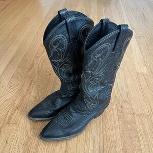 Dan Post Black Leather Western Cowboy Boots Made in the USA Women's Size 8